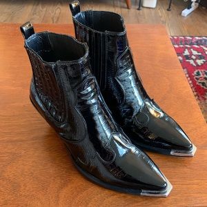 Patent Western Ankle Boot
